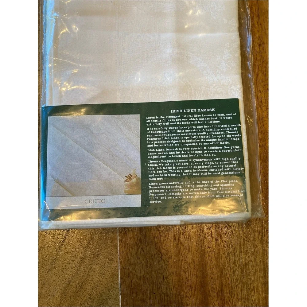 New Irish Linen Damask White Square Table Napkins Set of 6‎ Celtic 18x18
